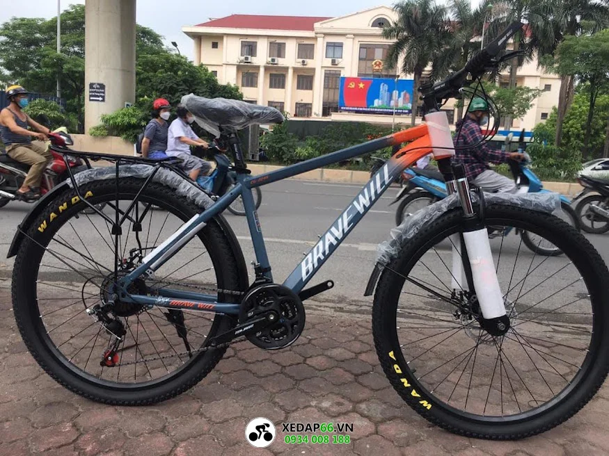 Xe đạp địa hình mtb BRAVE WILL G26 5 - Xe đạp đường phố Brave Will 26 màu Ghi Cam