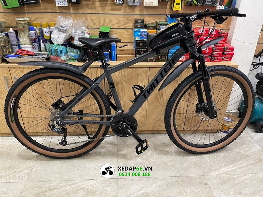 Xe đạp địa hình mtb TWITTER MANTIS 2.0 phanh dầu MT200 6 - Xe đạp đường phố Hình thực tế - Mantis 2.0 phanh dầu MT200 màu xám đen