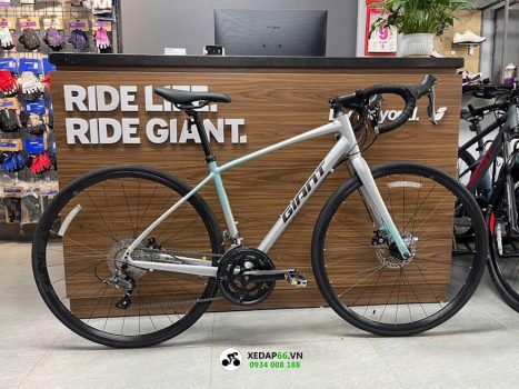 xe dap dua road giant speeder d1 2025 ghi xanh - Xe đạp đường phố